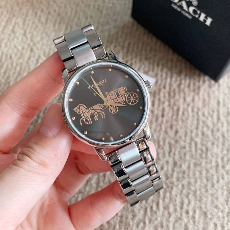 สด-ผ่อน-นาฬิกาสีเทาดำ-หน้าปัดรถม้าใหญ่-14502924-coach-grand-gunmetal-and-grey-watch-หน้าปัด-36mm