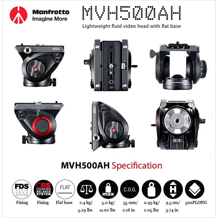 manfrotto-mvh500ah-fluid-video-head-flate-head-หัวแพนสำหรับกล้องวีดีโอ-ประกันศูนย์-5ปี