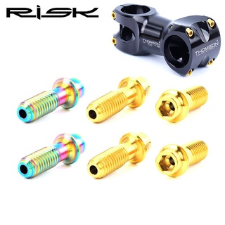 Risk สลักเกลียว โลหะผสมไทเทเนียม M5*18 มม. SL M5X18 มม. 3 สี สําหรับจักรยานเสือภูเขา 6 ชิ้น