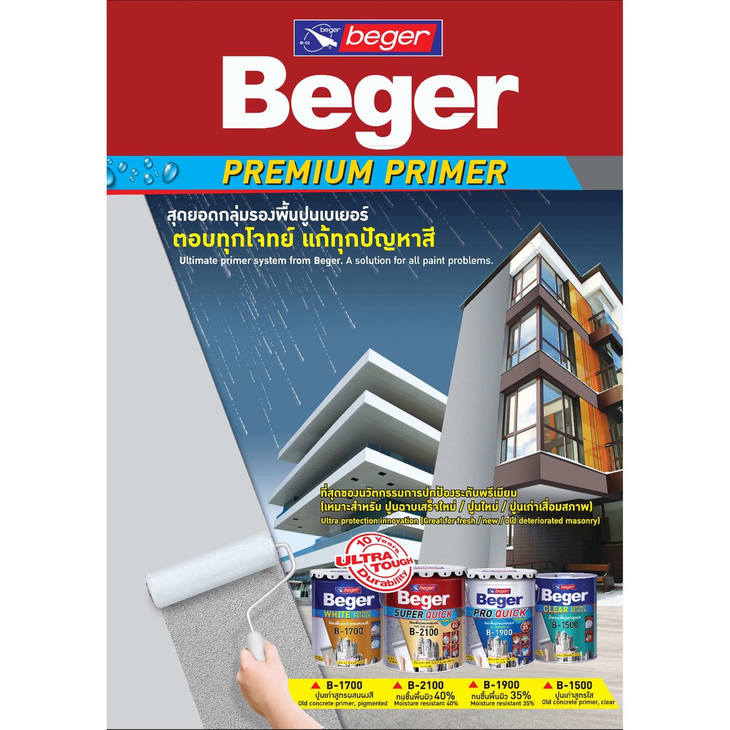 Beger Pro Quick Primer B-1900 | สีรองพื้นปูน อเนกประสงค์ เบเยอร์ โปร ค ...