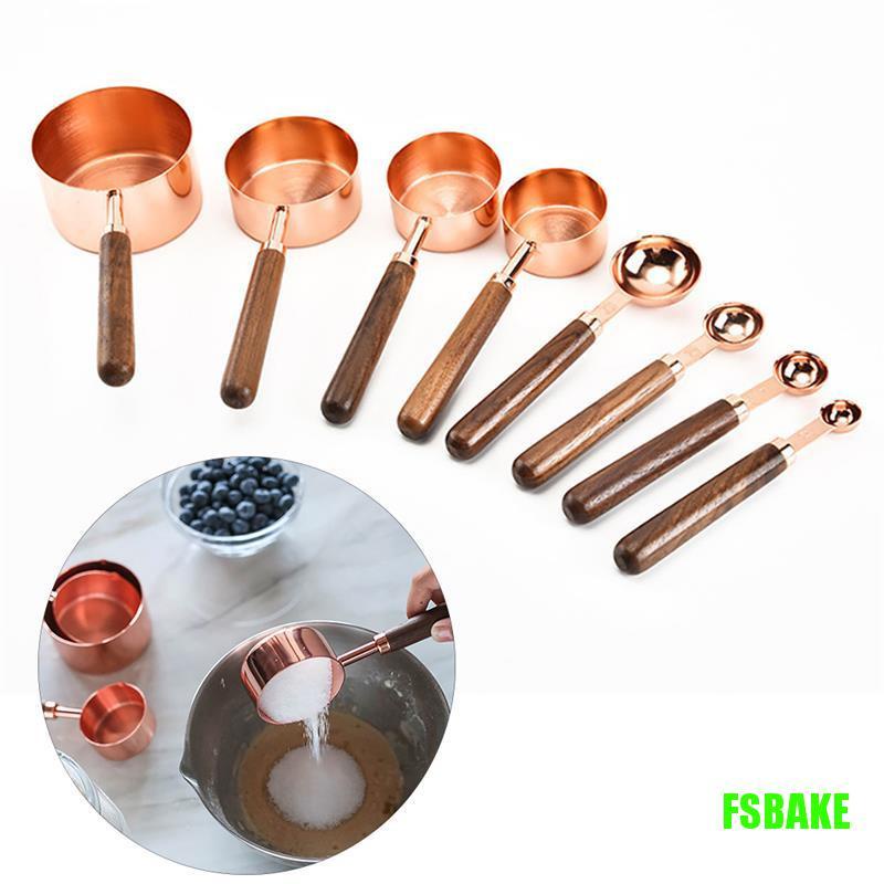 fsbake-ช้อนตวง-ด้ามจับไม้วอลนัท-ทองแดง-สําหรับทําเบเกอรี่-4-ชิ้น-kcb