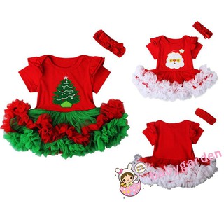 EGH-ทารกแรกเกิดเด็กผู้หญิง Christmas Santa Romper ชุด Tutu ชุดเครื่องแต่งกาย Headband ชุด