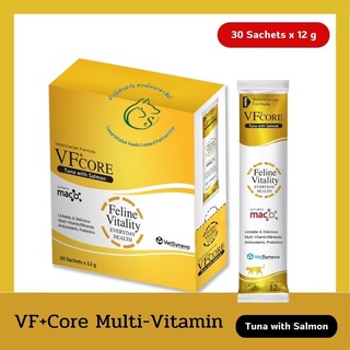 สินค้า ( กล่อง 30 ซอง) VF+Core Multi-Vitamin/Minerals ครีมแมวเลียเสริม วิตามินรวมแร่ธาตุและพรีไบโอติก