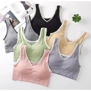 Sport bra สปอตบราตัวยาว ฟองน้ำรูปหัวใจ สไตส์สาวเกาหลี ฟรีไซด์ อก 30-38มีฟองน้ำ (Bra19)