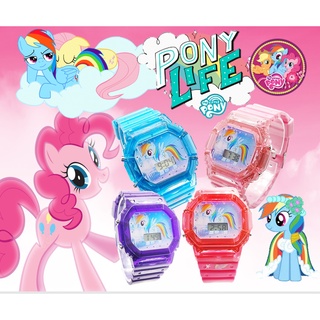 สินค้า (กันน้ำ) นาฬิกาเด็ก Pony มีไฟมีเสียง นาฬิกาข้อมือสำหรับเด็กอายุ3ปีขึ้นไป ลายกาตูนโพนี่ คิตตี้ ดิจิตอล RC128/1