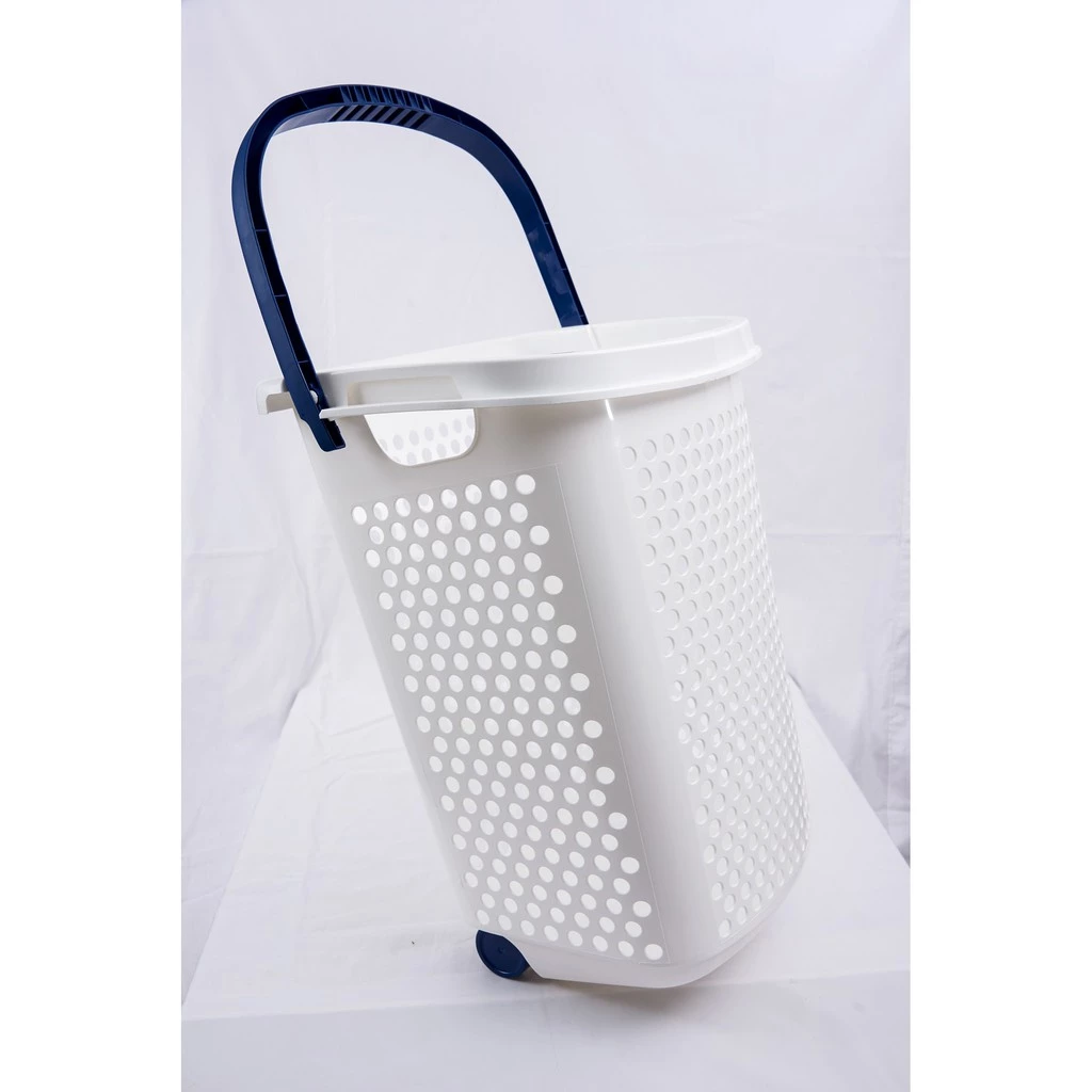 ตะกร้าผ้าล้อลาก สีน้ำเงิน Hamper with wheel Blue Navy Lift And Go BK-137-4