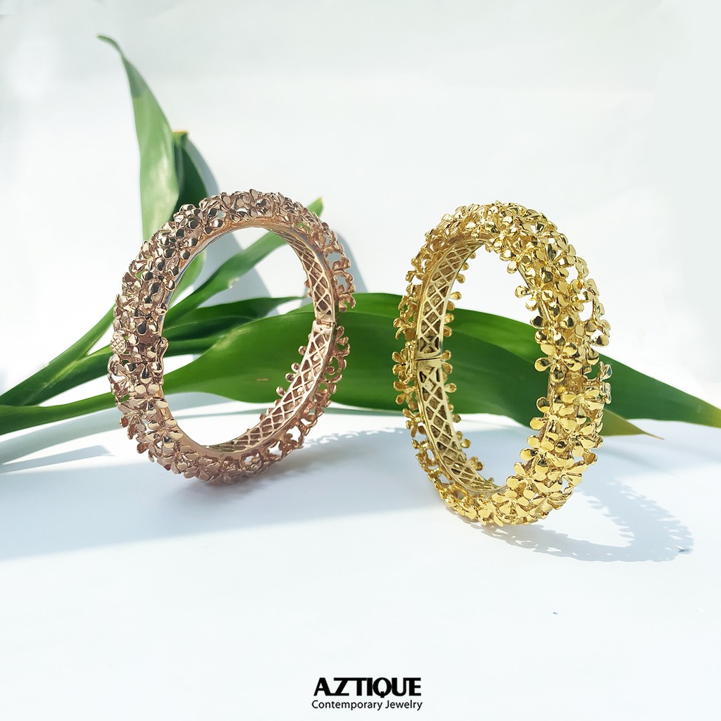 aztique-กำไลข้อมือ-ดอกไม้-แฮนด์เมด-flower-bangle-bracelet-gift-for-women-jewelry-gifts-handmade-bangle-bs