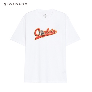 ผ้าฝ้าย 100%GIORDANO เสื้อยืดผู้ชาย ผ้าฝ้าย100% Mens Retro Print Tee  01092203S-3XL