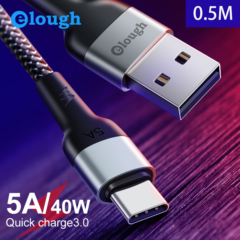 elough-0-5m-quick-charge-3-0-type-c-cable-5a-usb-c-charger-cable-for-huawei-mobile-phones