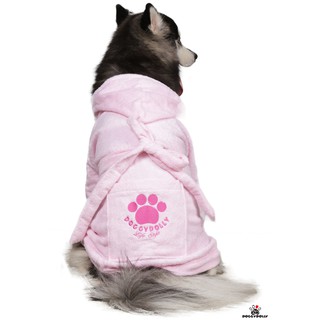 Pet cloths -Bigdog Doggydolly เสื้อผ้าหมาใหญ่  ชุดคลุมอาบน้ำ สีชมพู ฮู้ด ขนาดไซส์ 11-45 โล - BD051