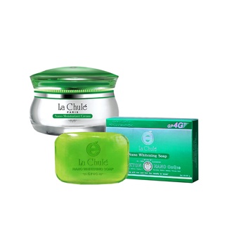 ส่งฟรี ครีมรักษาฝ้าลาชูเล่ ครีมฝาเขียว + สบู่นาโน Lachule Nano Moisturizer GP4G Cream + Whitening Soap