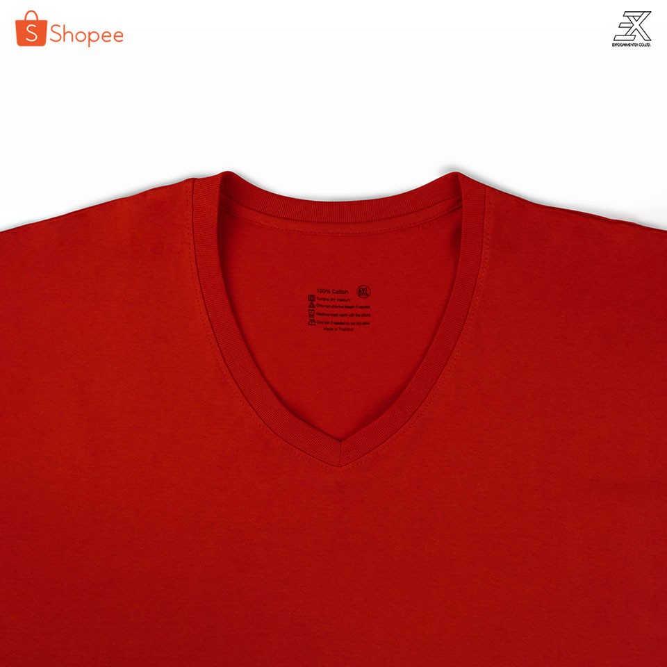 expogarment-เสื้อยืดสีแดง-ไซต์ใหญ่-คอกลม-คอวี-คอตตอน100-ไซส์2xl-6xl