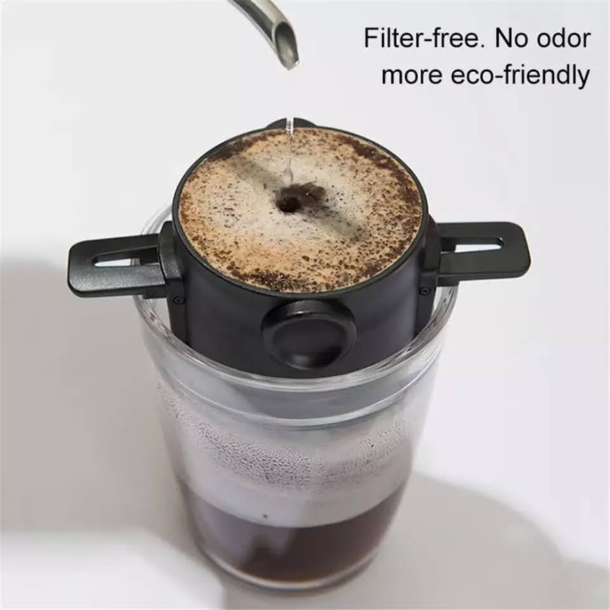 ดริปเปอร์สแตนเลสกรวยดริปกาแฟ-coffee-dripper-ที่ดริปกาแฟแบบพกพา-ที่กรองกาแฟไม่ใช้กระดาษ-ที่ดริปกาแฟพร้อมที่กรอง