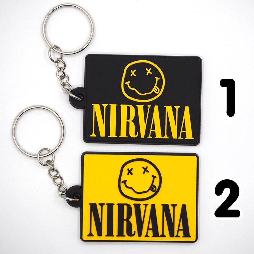 พวงกุญแจยาง-nirvana-เนอวาน่า-เนวาน่า-ดำ-เหลือง-ตรงปก-พร้อมส่ง