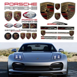 สติกเกอร์สะท้อนแสง ลายโลโก้ Porsche สําหรับตกแต่งรถยนต์