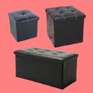 เก้าอี้เก็บของ 3 ขนาด เก็บของ+นั่งได้ สีดำ กล่องนั่ง สตูล stool chair box