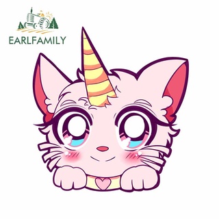 Earlfamily สติกเกอร์ ลายการ์ตูนยูนิคอร์น ลูกแมว 13 ซม. x 12.2 ซม. กันน้ํา สําหรับติดตกแต่งตู้เย็น