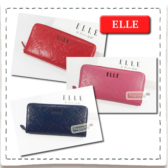 elle-แท้-กระเป๋าสตางค์ใบยาวซิปรอบ-elle-หนังเงา-ellepl149