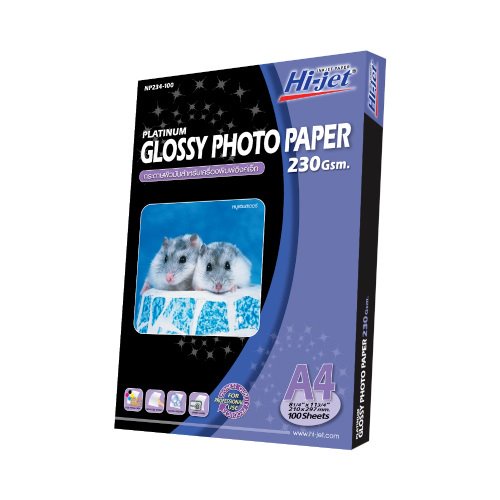 ราคาและรีวิวHi-jet กระดาษโฟโต้ ผิวมัน Inkjet Platinum Glossy Photo Paper 230 แกรม A4 100 แผ่น