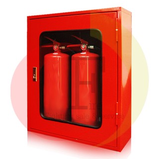 ตู้เก็บถังดับเพลิงคู่ ขนาด 60x70x20 เหล็กพ่นสีแดง
