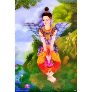 โปสเตอร์ รูปวาด กินรี วรรณคดีไทย Women Literature Kinnaree Manora POSTER 24”X35” Inch Painting Siam Thai Drawings V11