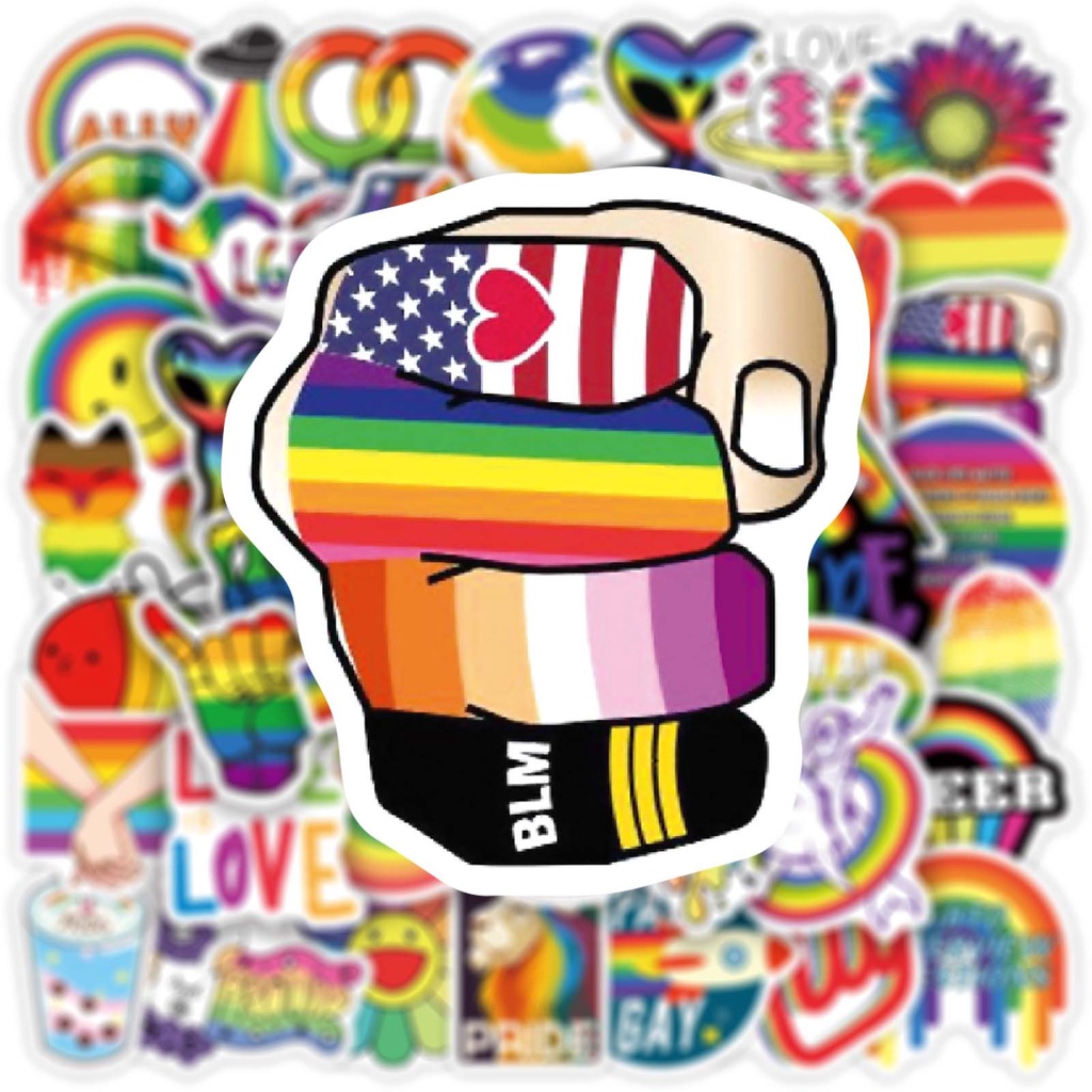 ภาพสินค้าสติกเกอร์ สติกเกอร์สายรุ้ง สติกเกอร์ลอกง่าย เรนโบว์ สายรุ้ง ลอกง่าย 50 ชิ้น Rainbow LGBT PRIDE Sticker easy to remove จากร้าน rainbowrepublic บน Shopee ภาพที่ 4