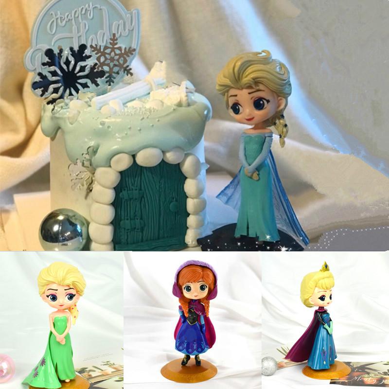 ภาพหน้าปกสินค้าFrozen Elsa Anna White Snow Princess Figure Toy Collectibles Dolls Girl Gifts Cake Decoration