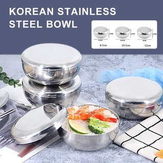 Stainless Steel Cover Bowl Single Layer Steamed Rice Bowl Kitchen Tableware Bowls