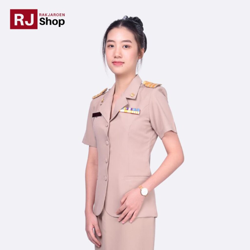 rj-shop-ชุดข้าราชการหญิงแขนสั้นใส่ปล่อยนอก-ขายแยกชิ้น