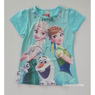 เสื้อยืดพิมพ์ลาย Frozen Fever สีฟ้า