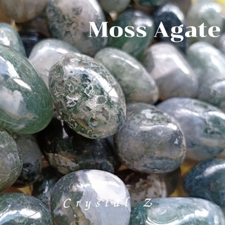 [Crystal Z] มอสอาเกต moss agate หินขัดเงา แร่สีเขียว หินธรรมชาติ หินสะสม Size S