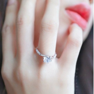 ‼️โค้ด RNEDD ลด60฿‼️แหวนเพชรสวิส cz Cubic Zirconia ring แหวนชุบทองคำขาว แถมฟรีกล่องแหวน แบรนด์ Oopjewel