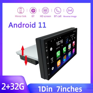 เครื่องเล่นมัลติมีเดีย MP5 วิทยุ 1DIN Android 11 Quad Core WIFI บลูทูธ มิเรอร์ลิงก์ GPS 7 นิ้ว สําหรับรถยนต์