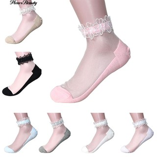 สินค้า สตรี Ultrathin ใสถุงเท้ายาวยืดหยุ่น Elastic Short Socks