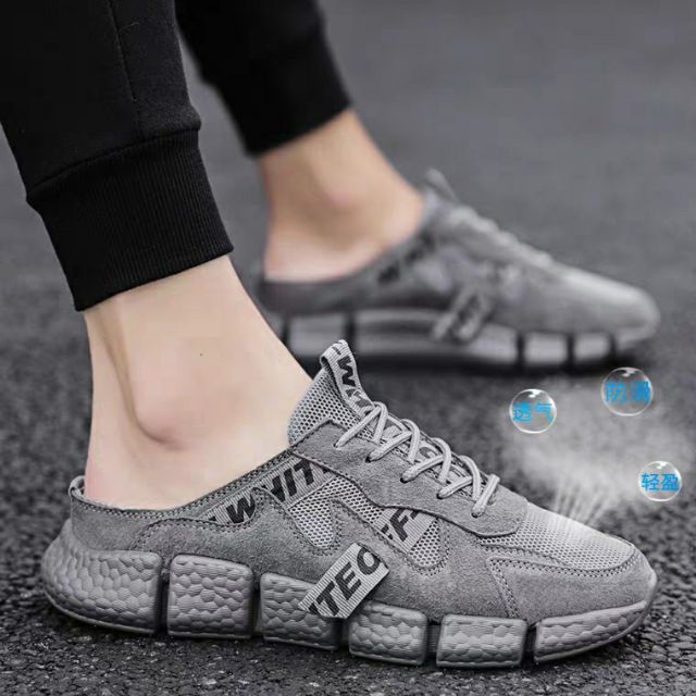 พร้อมส่ง-size42-รองเท้าผ้าใบเปิดส้นผู้ชาย-รองเท้าเปิดส้น