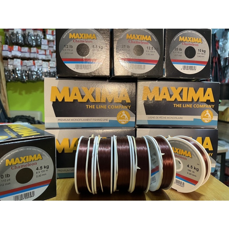 ภาพหน้าปกสินค้าสายเอ็น MAXIMA สายเอ็นเต็ม สีน้ำตาล PREMIUM MONOFILAMENT FISHING LINE ผลิตในเยอรมัน เหนียวทน จากร้าน sfishingshop บน Shopee