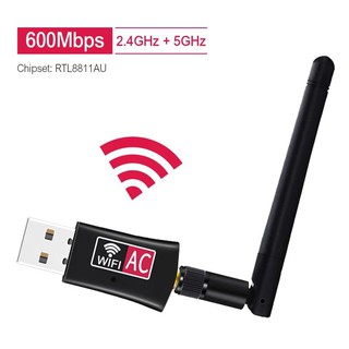 Dual Band 600 Mbps USBอะแดปเตอร์ไร้สายAC600 2.4กิกะเฮิร์ตซ์5กิกะเฮิร์ตซ์WiFiกับเสาอากาศเครื่องคอมพิวเตอร์มินิคอมพิวเตอร์