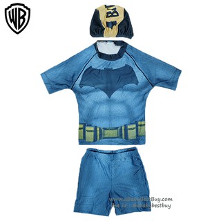 ชุดว่ายน้ำเด็กผู้ชาย Bat man เสื้อแขนสั้น กางเกงขาสั้น มาพร้อมหมวกว่ายน้ำและถุงผ้า ของแท้ ลิขสิทธิ์แท้
