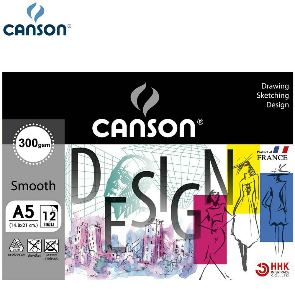 canson-fine-face-สมุดวาดเขียน-ขนาด-a5-หนา-300-gsm-12-แผ่น-12-sheets-ผิวเรียบ