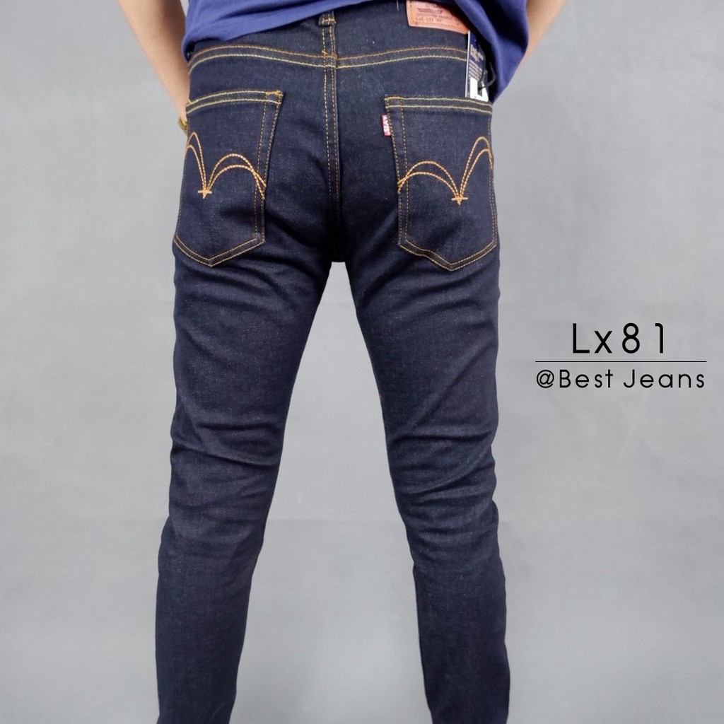 best-jeans-กางเกงยีนส์ขายาว-ยีนส์เข้ม-กระบอกเล็กกึ่งเดฟ-รุ่น-lx81