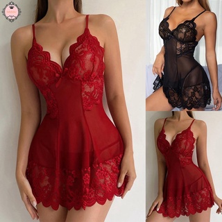 Women Sexy Sheer Lingerie Nightdress Lace Sleepwear Underwear Ladies Dress Robe