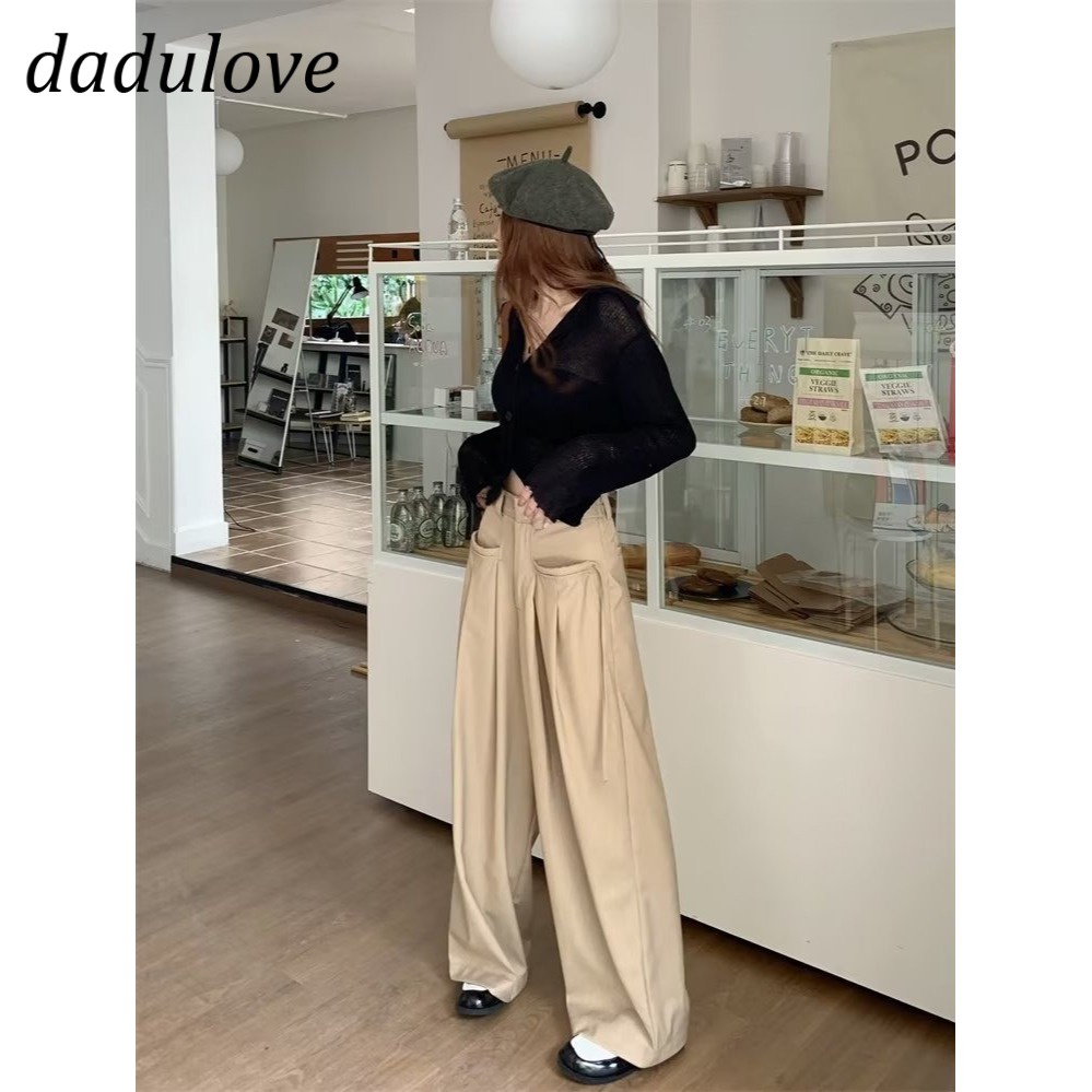 dadulove-new-korean-version-niche-mopping-pants-womens-high-waist-loose-straight-wide-leg-pants-suit-pants