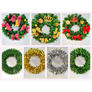 พวงหรีดคริสต์มาสแขวนประตู การตกแต่งหน้าต่าง Christmas Wreath