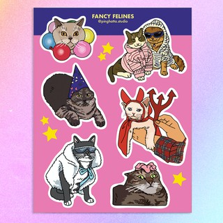 ภาพหน้าปกสินค้าสติ๊กเกอร์แผ่น สติกเกอร์ ไดคัท กันน้ำ ลายมีมแมว Fancy Cat Meme Sticker Sheet แบรนด์ Chonky Goods by Ping Hatta. Studio ที่เกี่ยวข้อง