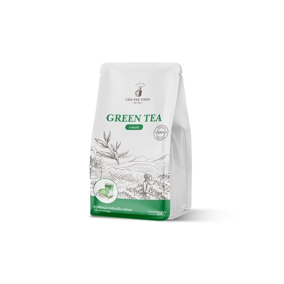 ชาเขียวนม-สูตรชาเขียวคั่ว-ไม่มีกลิ่นมะลิ-แบรนด์ชาปากยูน-ขนาด-450-กรัม