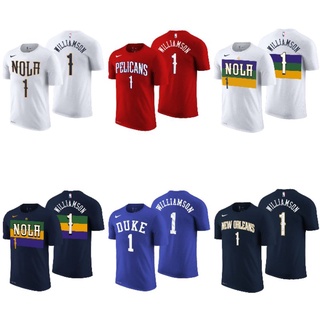เสื้อยืดพิมพ์ลายแฟชั่นเสื้อยืด NIKE NBA Basketball Gametime New Orleans 1 Williamson Sports Pelicans สําหรับผู้ชาย