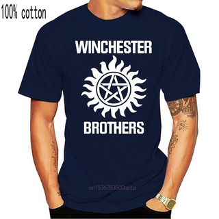 [S-5XL]เสื้อยืดแขนสั้นลําลอง พิมพ์ลาย The winchester brothers ไล่โทนสี และกางเกงขาสั้น แฟชั่นฤดูร้อน สไตล์คลาสสิก สําหรั