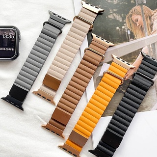 สายนาฬิกาข้อมือหนัง แม่เหล็ก สําหรับ Smartwatch series 8 Ultra SE S8 7 6 SE 5 4 3 2 1 Iwatch 49 มม. 41 มม. 45 มม. 42 มม. 44 มม. 38 มม. 40 มม. S7 S6 Iwatch SE Band