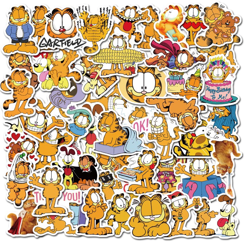 สติ๊กเกอร์การ์ตูน-garfield-50-ชิ้นสําหรับตกแต่งกระเป๋าเดินทางแล็ปท็อปสเก็ตบอร์ดจักรยาน