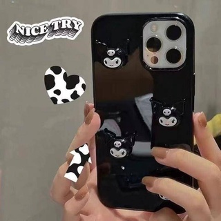  Bibob | เคสโทรศัพท์สเตอริโอสีดำ Kuromi Sanrio 3D IPhone 6P/6splus 7/8/SE 7P/8Plus X/XS Xsmax 11 11Pro 11Promax น IPhone13 12 Pro Max Apple Iphonecase TPU แบบนิ่ม ลายโลโก้ดั้งเดิม สําหรับ